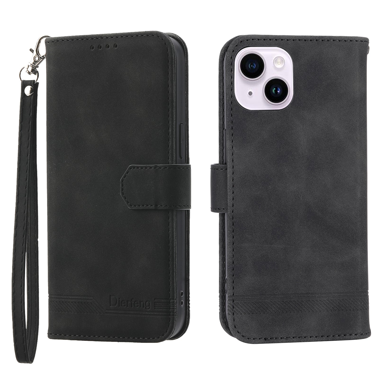 DIERFENG DF-03 for iPhone 14 Plus Full Protection Leather Phone Case Lines Imprinted Wallet Stand Anti-shock Phone Cover DIERFENG DF-03 for iPhone 14 Plus Full Protection Leather Phone Case Lines Imprinted Wallet Stand Anti-shock Phone Cover